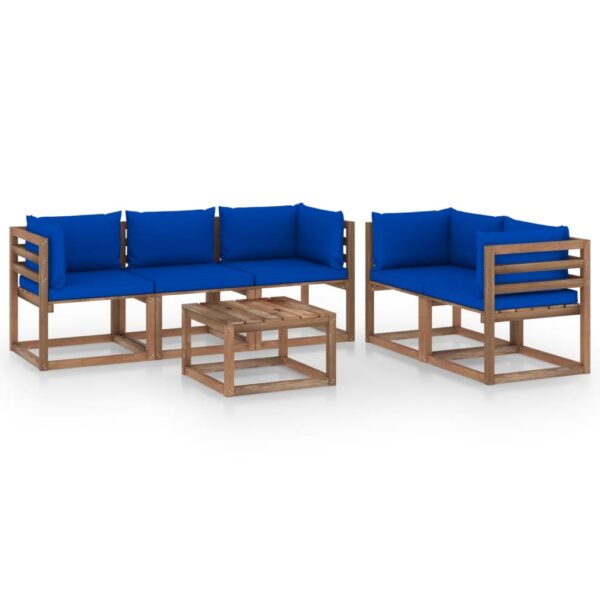 6-delige Loungeset met blauwe kussens