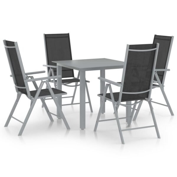 5-delige Tuinset aluminium zilverkleurig en zwart