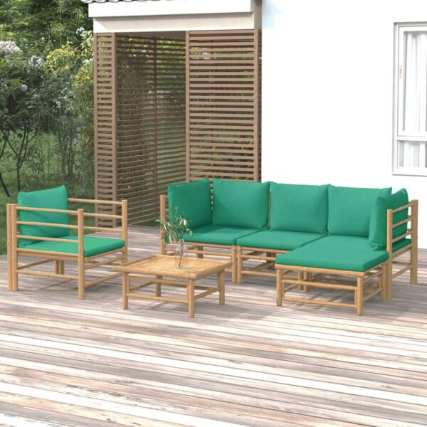 6-delige Loungeset met kussens bamboe groen