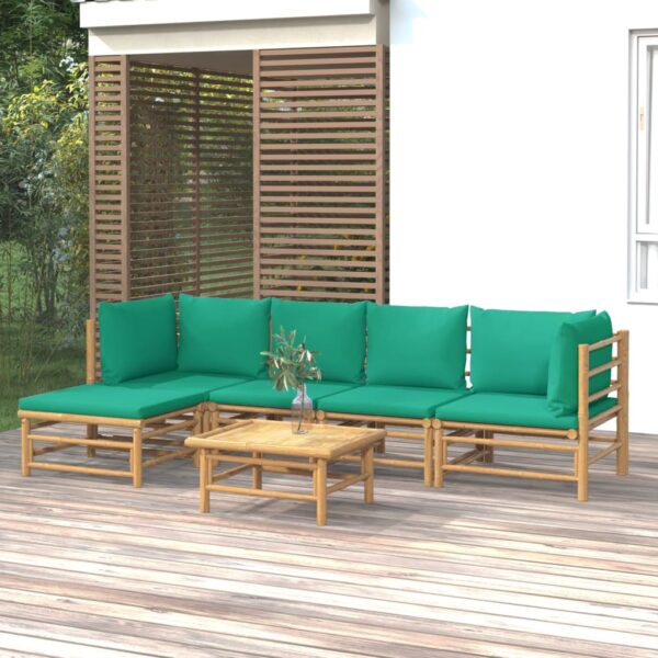 6-delige Loungeset met kussens bamboe groen