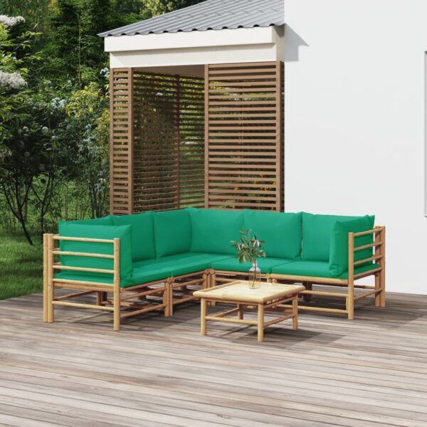6-delige Loungeset met kussens bamboe groen